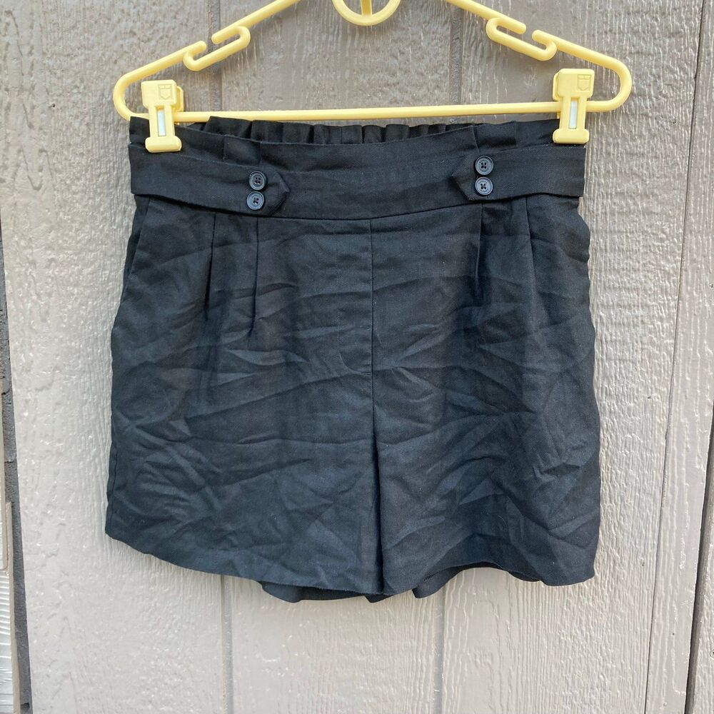 express midi high rise black shorts women’s size S/P  52% linen